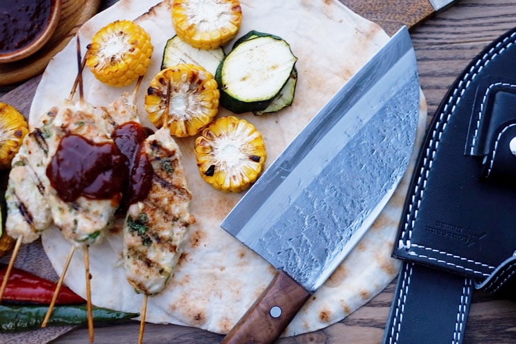 stainless Serbian knife with kebab